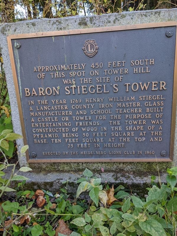 Baron Stiegel's Tower Marker image. Click for full size.