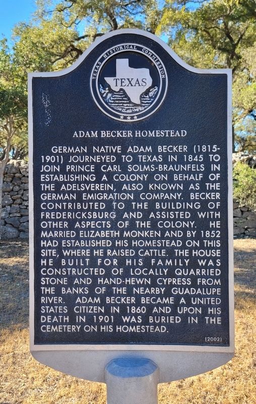 Adam Becker Homestead Marker image. Click for full size.
