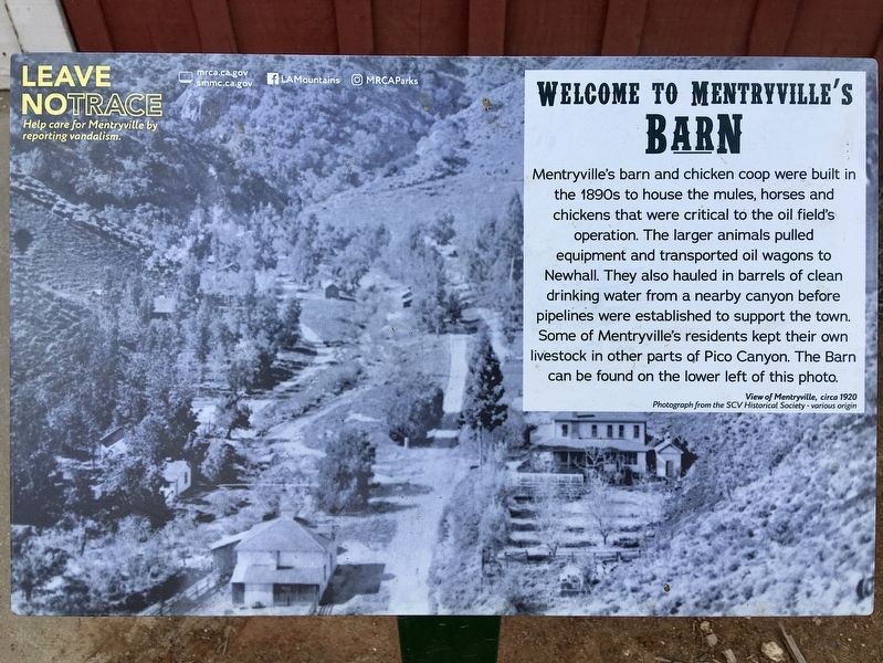 Mentryville’s Barn Marker. Click for full size. Mentryville’s Barn Marker image. Click for full size.