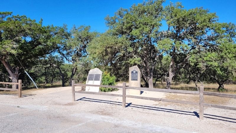 The view of the German Pioneers in Texas Marker from the park parking lot image. Click for full size.