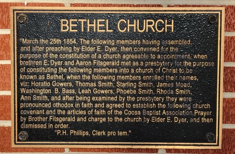 Bethel Church Marker image. Click for full size.