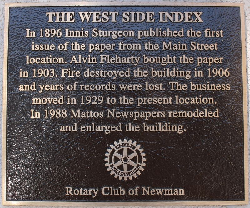 The West Side Index Marker image. Click for full size.