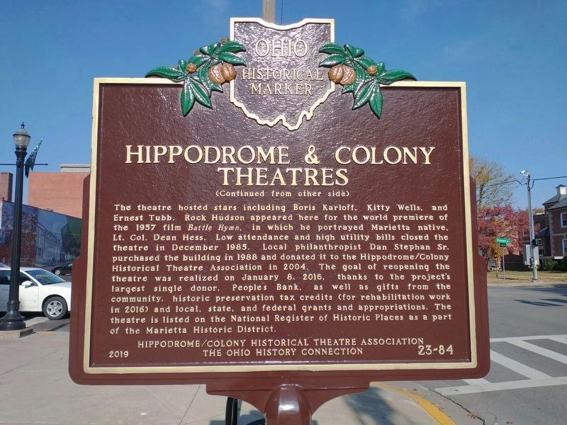 Hippodrome & Colony Theatres Marker Reverse image. Click for full size.