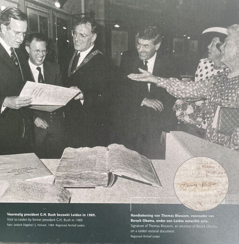 Marker inset:<i>Visit to Leiden by former president G.H. Bush in 1980</i>. Click for full size. Marker inset:<i>Visit to Leiden by former president G.H. Bush in 1980</i> image. Click for full size.