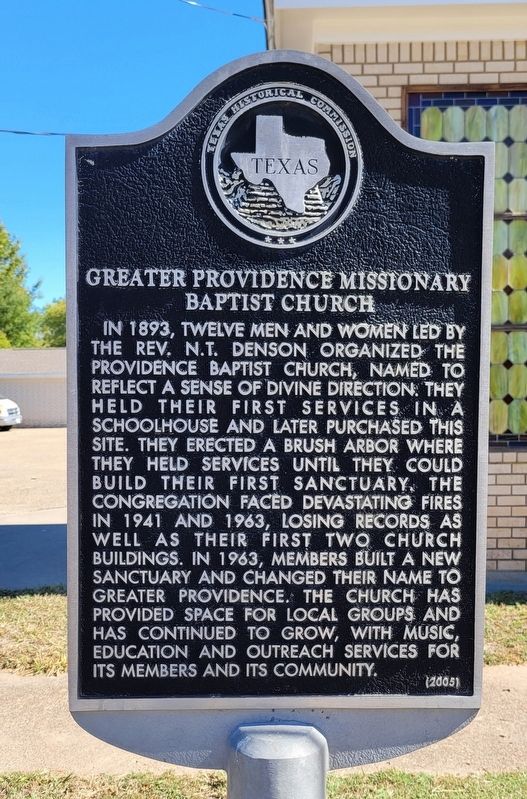 Greater Providence Missionary Baptist Church Marker image. Click for full size.
