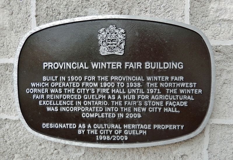 Provincial Winter Fair Building Heritage Marker. Click for full size. Provincial Winter Fair Building Heritage Marker image. Click for full size.