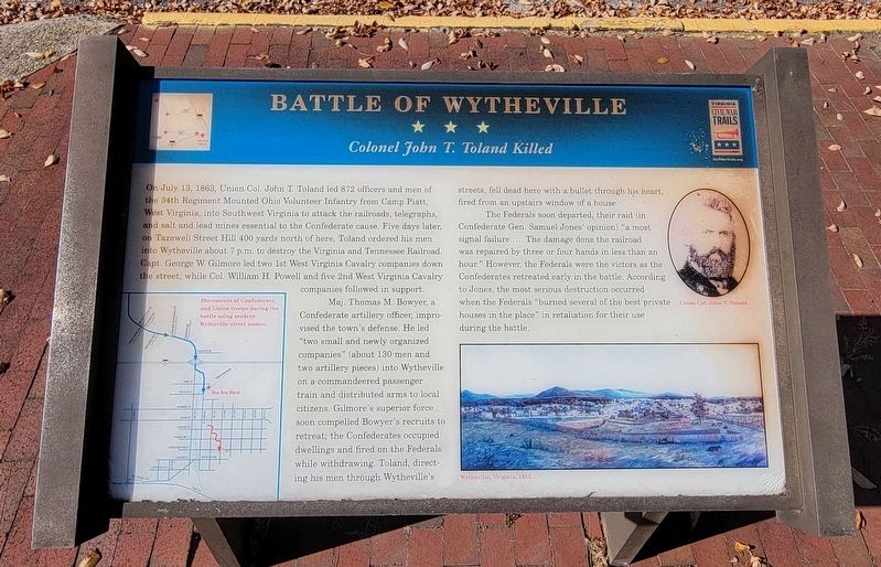 Battle of Wytheville Marker. Click for full size. Battle of Wytheville Marker image. Click for full size.