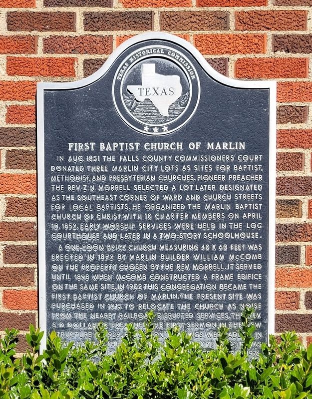 First Baptist Church of Marlin Marker image. Click for full size.