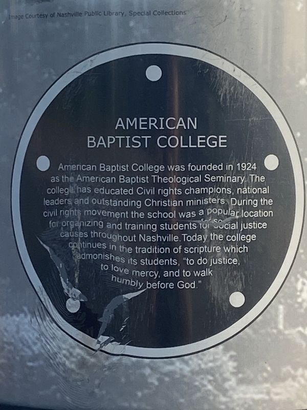 American Baptist College Marker image. Click for full size.
