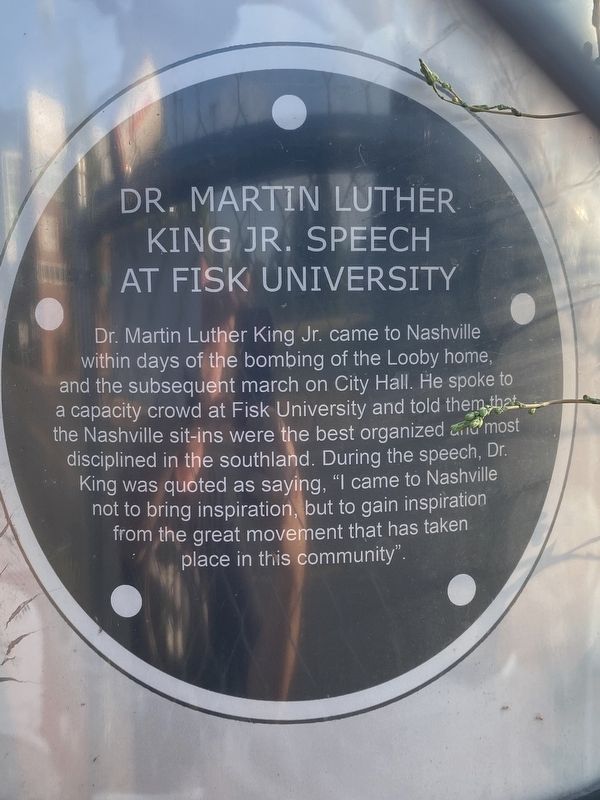 Dr. Martin Luther King Jr. Speech at Fisk University Marker image. Click for full size.