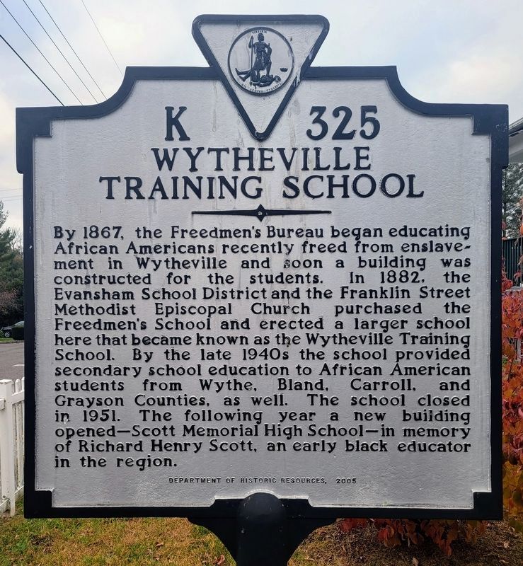 Wytheville Training School Marker image. Click for full size.