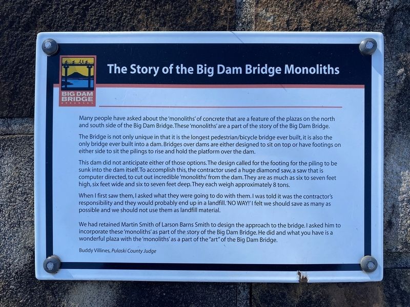 The Story of the Big Dam Bridge Monoliths Marker image. Click for full size.