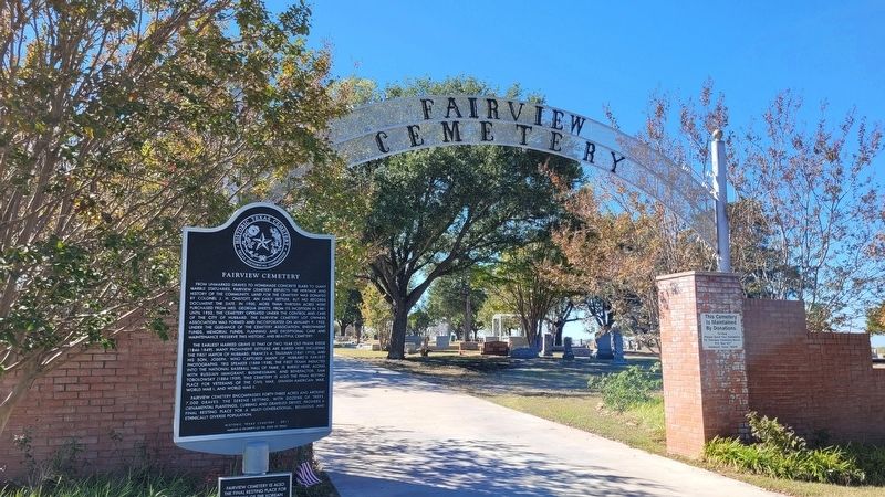 The entrance to the Fairview Cemetery with Marker image. Click for full size.