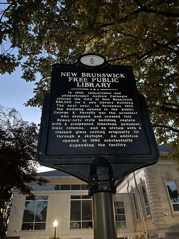 New Brunswick Free Public Library Marker image. Click for full size.