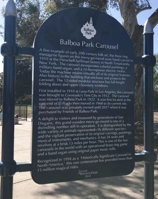 Balboa Park Carousel Marker (Reverse) image. Click for full size.