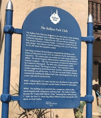 The Balboa Park Club Marker image. Click for full size.