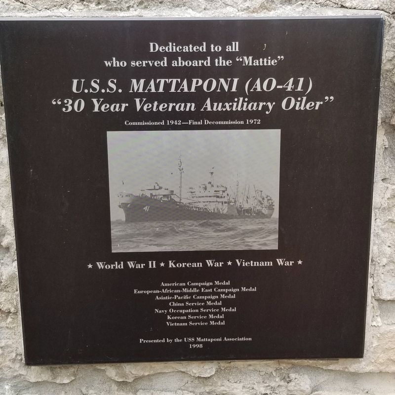 <i>U.S.S. Mattaponi (AO-41)</i> Marker image. Click for full size.