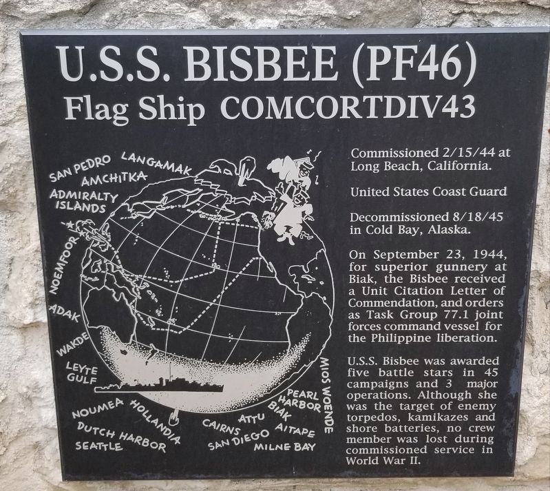 U.S.S. Bisbee (PF46) Marker image. Click for full size.