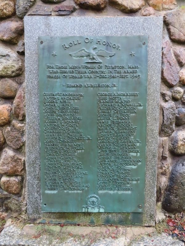 Plympton World War II Roll of Honor Marker image. Click for full size.