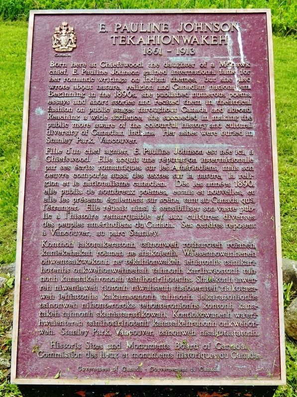 E. Pauline Johnson Marker. Click for full size. E. Pauline Johnson Marker image. Click for full size.