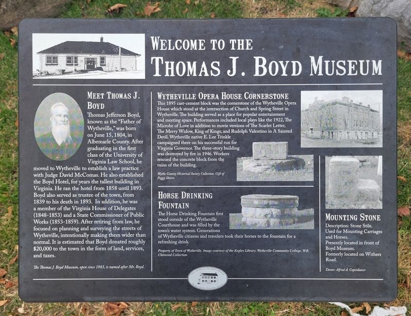 Welcome to the Thomas J. Boyd Museum Marker image. Click for full size.