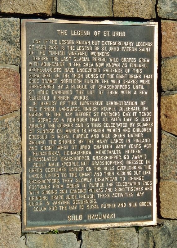 The Legend of St. Urho Marker image. Click for full size.