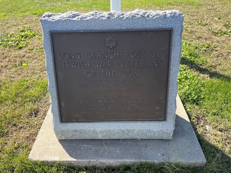 Long Branch Post 316 Jewish War Veterans of the USA Memorial image. Click for full size.