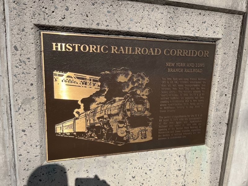 New York and Long Branch Railroad Marker image. Click for full size.