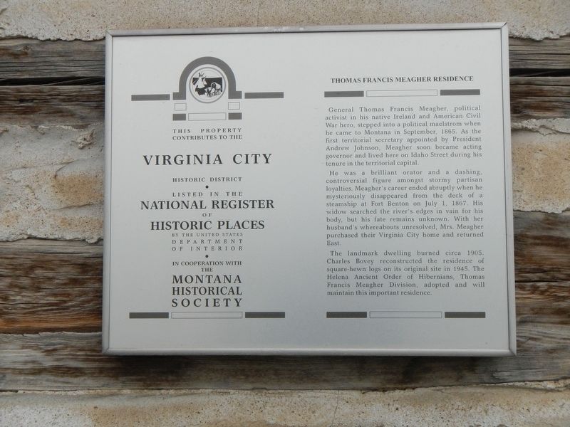 Thomas Francis Meager Residence Marker image. Click for full size.