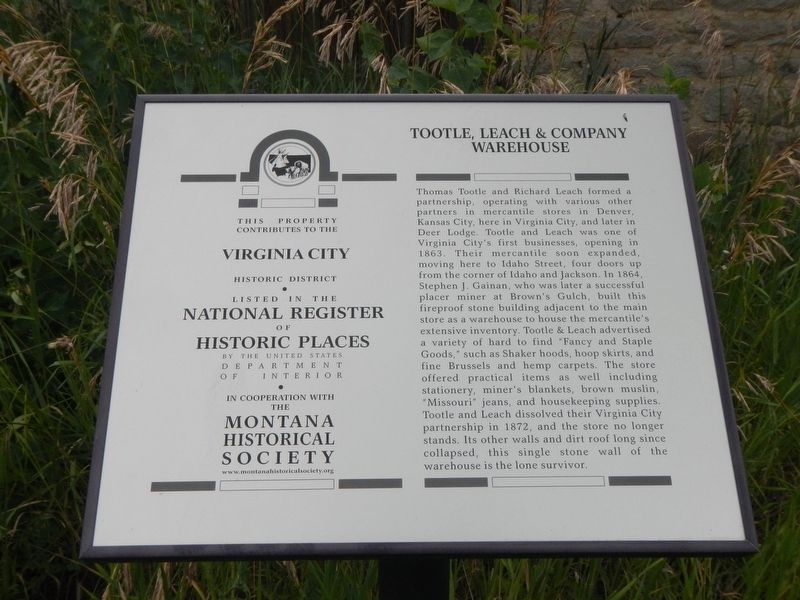 Tootle, Leach & Company Warehouse Marker image. Click for full size.