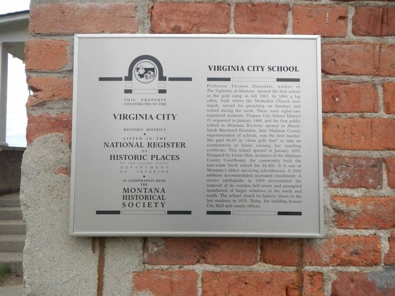 Virginia City School Marker image. Click for full size.