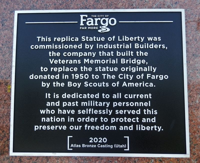 Replica of the Statue of Liberty Marker (2020). Click for full size. Replica of the Statue of Liberty Marker (2020) image. Click for full size.