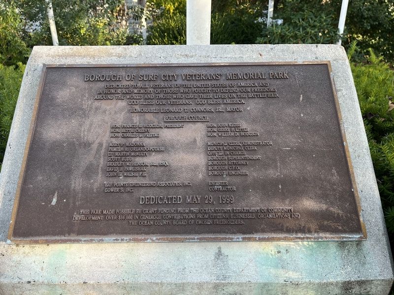 Borough of Surf City Veterans' Memorial Park Marker image. Click for full size.