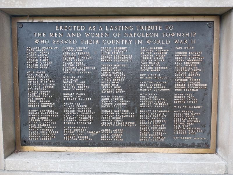 Napoleon Township World War II Veterans Memorial image. Click for full size.