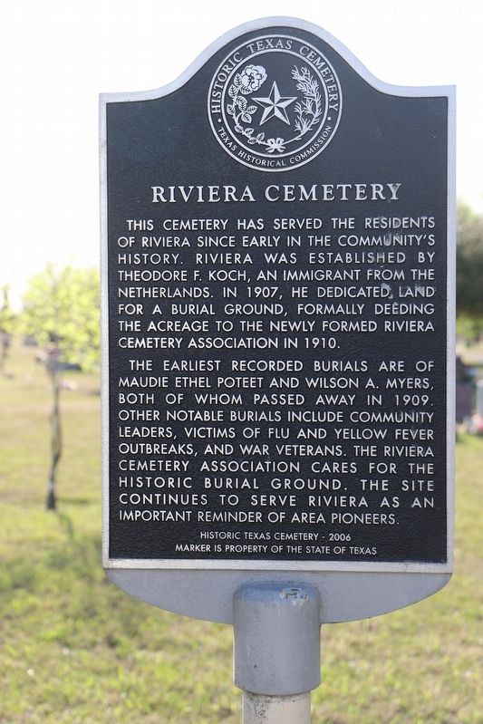 Riviera Cemetery Marker image. Click for full size.