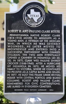 Robert H. and Pauline Clark House Marker image. Click for full size.