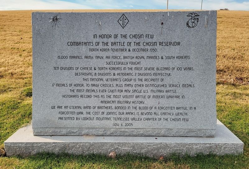 In Honor of the Chosin Few Combatants of the Battle of the Chosin Reservoir Marker image. Click for full size.