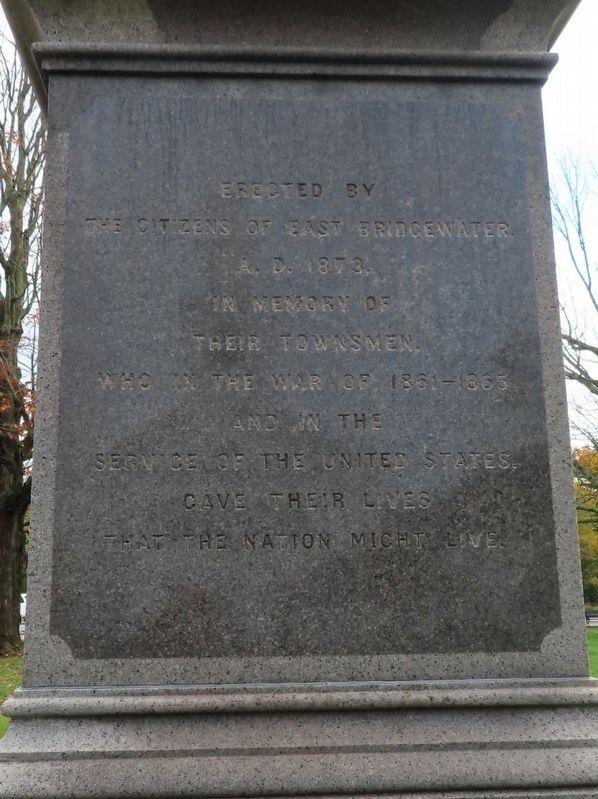 East Bridgewater Civil War Memorial. Click for full size. East Bridgewater Civil War Memorial image. Click for full size.