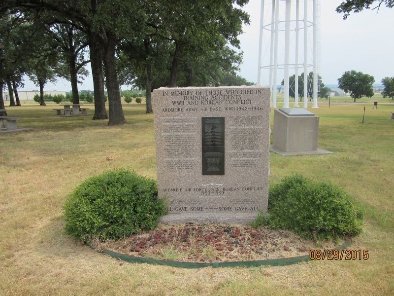 In Memory Of Of Those Who Died In Training Accidents During WWII And The Korean Conflict Marker image. Click for full size.