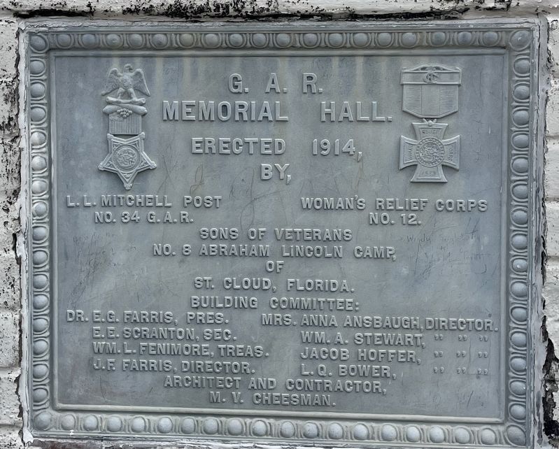 G.A.R. Memorial Hall Dedication Plaque image. Click for full size.