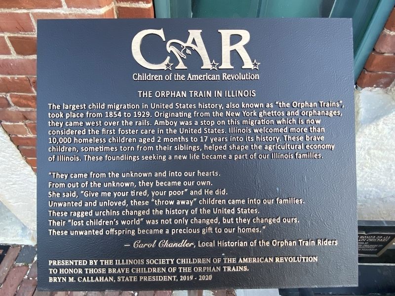 The Orphan Train in Illinois Marker image. Click for full size.