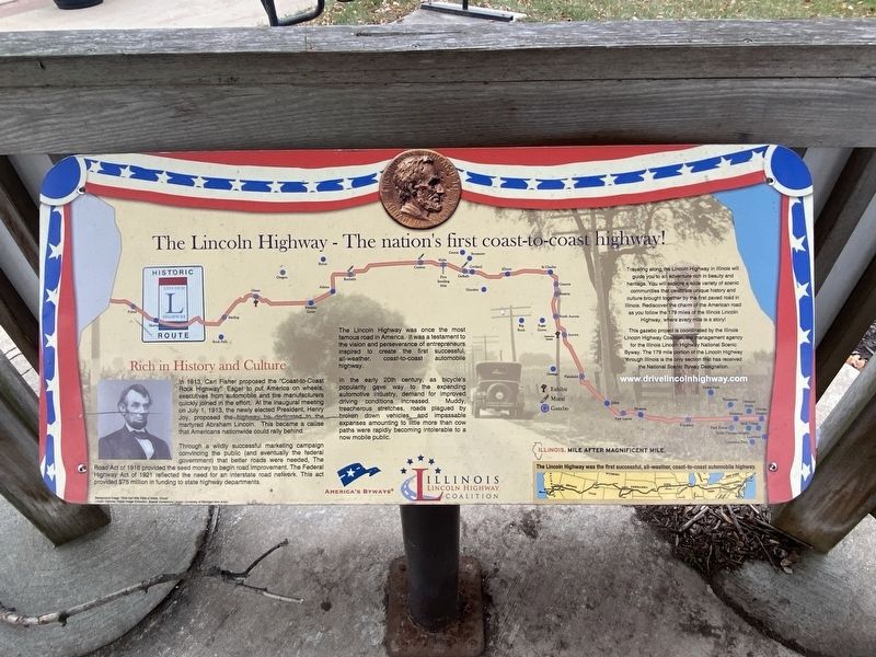 The Lincoln Highway - The nation's first coast-to-coast highway! Marker. Click for full size. The Lincoln Highway - The nation's first coast-to-coast highway! Marker image. Click for full size.