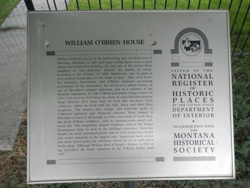 William O'Brien House Marker image. Click for full size.