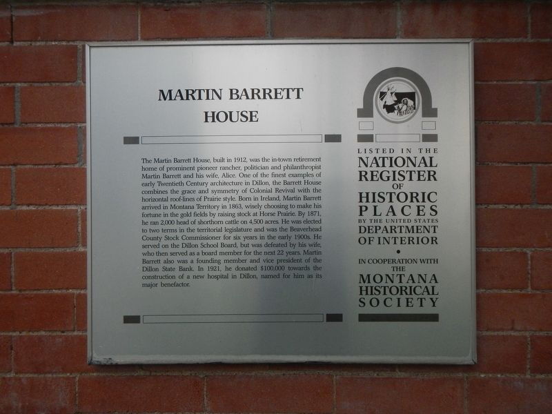 Martin Barrett House Marker image. Click for full size.