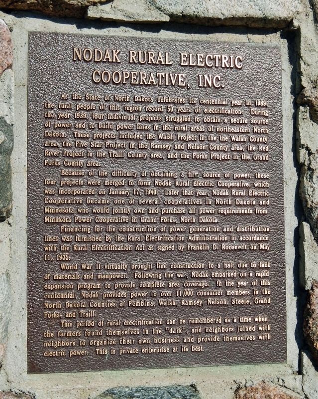Nodak Rural Electric Cooperative, Inc. Marker<br>(<i>top tablet</i>) image. Click for full size.