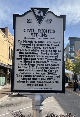 Civil Rights Sit-Ins Marker (side 2) image. Click for full size.