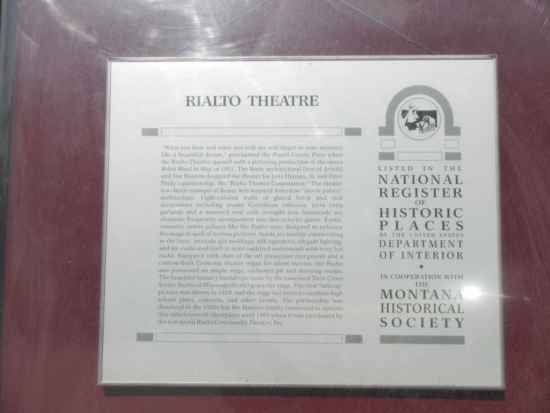 Rialto Theatre Marker. Click for full size. Rialto Theatre Marker image. Click for full size.