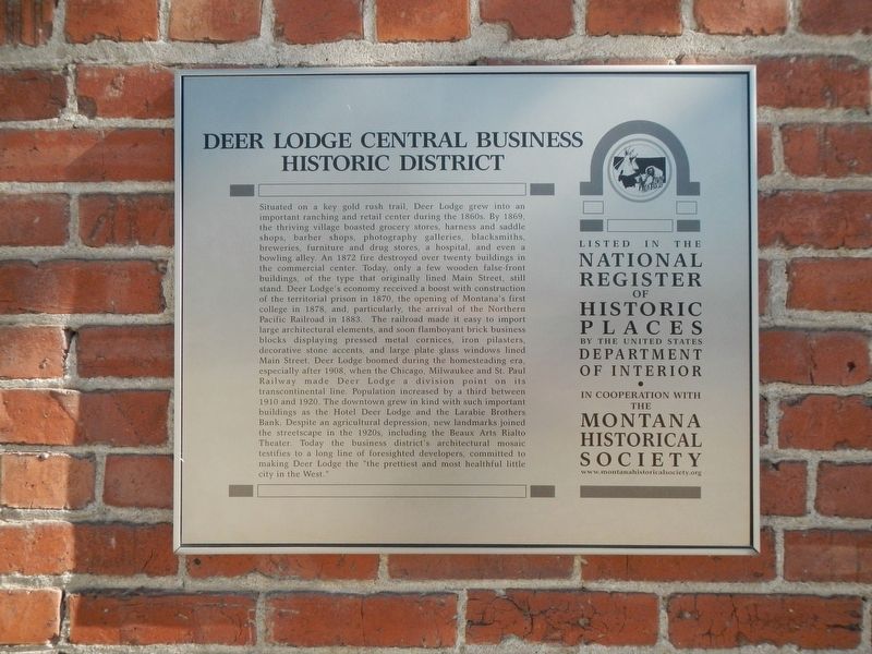 Deer Lodge Central Business Historic District Marker image. Click for full size.