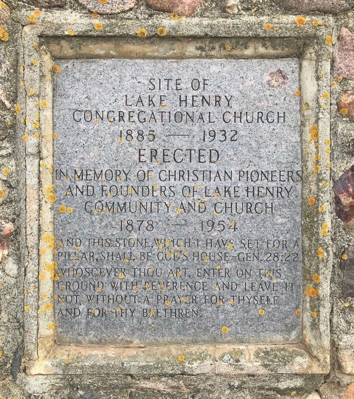 Site of Lake Henry Congregational Church Marker. Click for full size. Site of Lake Henry Congregational Church Marker image. Click for full size.