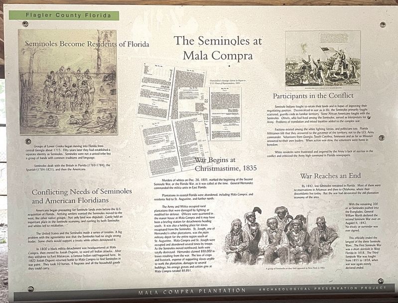 The Seminoles at Mala Compra Marker. Click for full size. The Seminoles at Mala Compra Marker image. Click for full size.